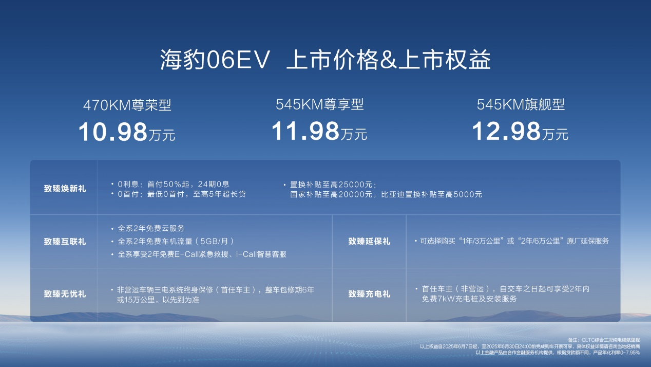 海豹06EV北京區(qū)域上市 售價10.98萬元~12.98萬元