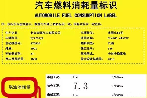 曝国产新款奔驰GLA油耗信息 或年内上市