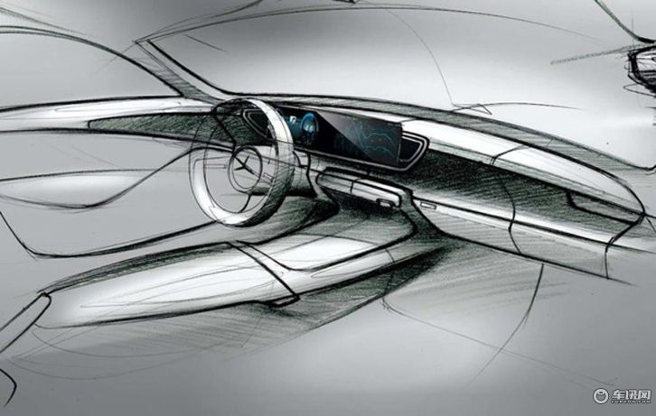 奔驰新一代GLE内饰草图曝光 巴黎车展首发