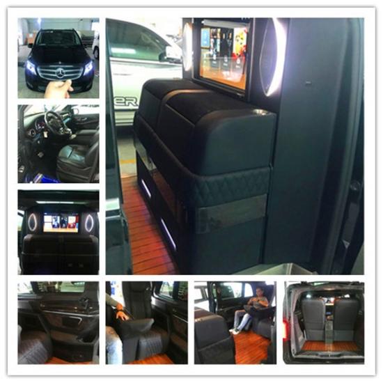 奔驰V260改装内饰图片/航空座椅/全隔断升降电视