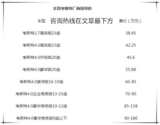 丰田考斯特9座房车价格考斯特房车九座价格