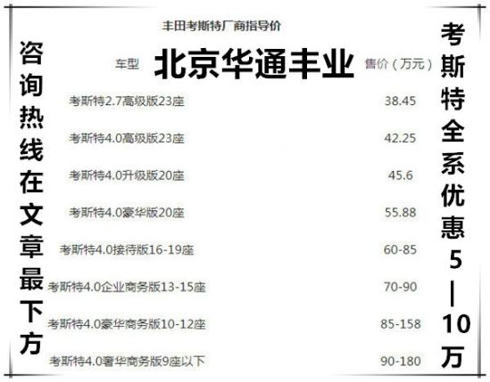 丰田考斯特中巴车长宽高考斯特17座价格
