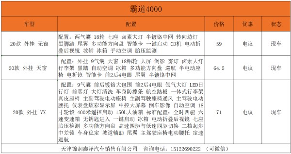 常年经营诚信商家  20款霸道4000中东版介