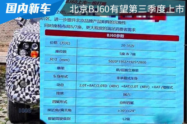 售价或将20万元起 北京BJ60有望第三季度上市
