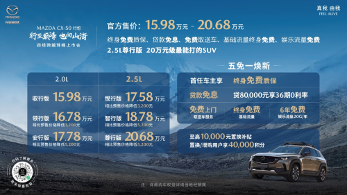 做合资<font color='red'>紧凑</font><font color='red'>级</font>SUV变局者 MAZDA CX-50行也售价15.98万-20.68万元