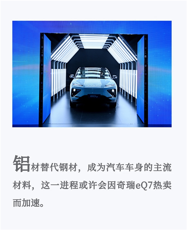 奇瑞eQ7 能否加速新能源汽车“铝代钢”？