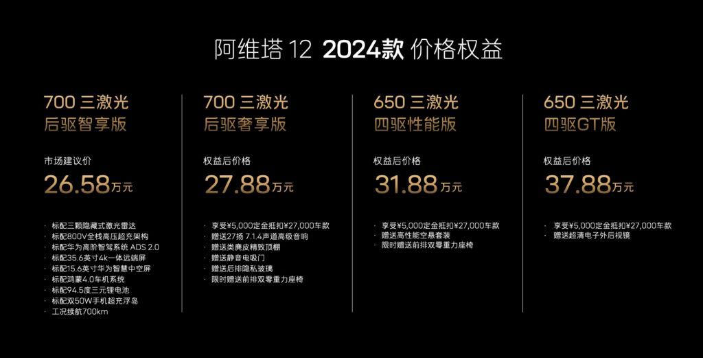 26.58万起售 阿维塔12 2024款重新定义新豪华