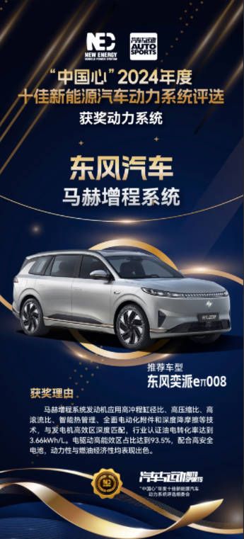 马赫电混系统再获“中国心”2024十佳新能源汽车动力系统殊荣