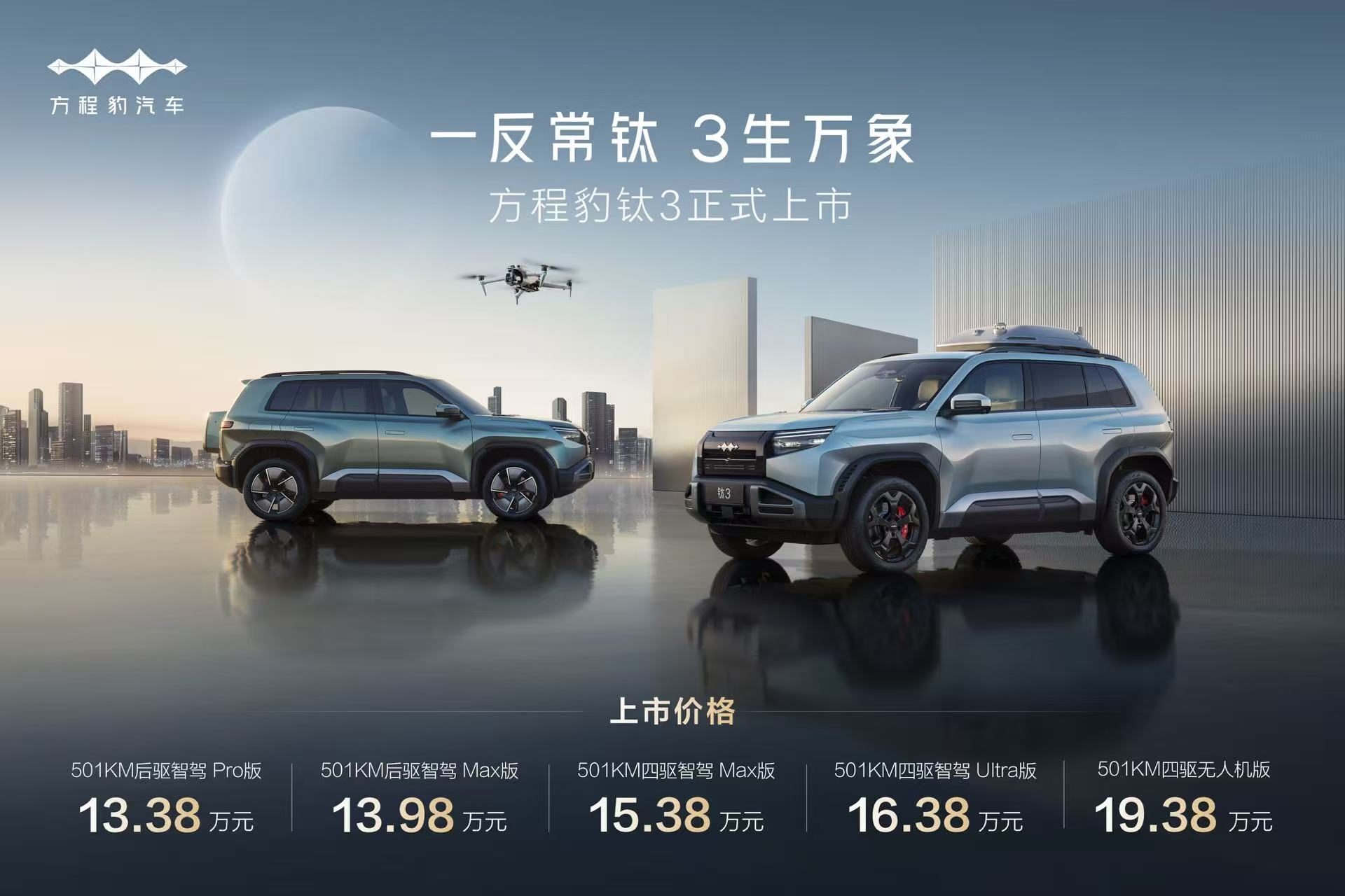 13.38万起，方程豹钛3上市！政策权益更惊喜