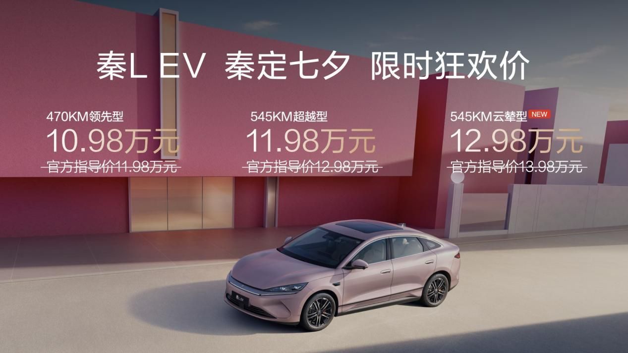 比亚迪秦L EV限时10.98万元起 同时上新云辇型