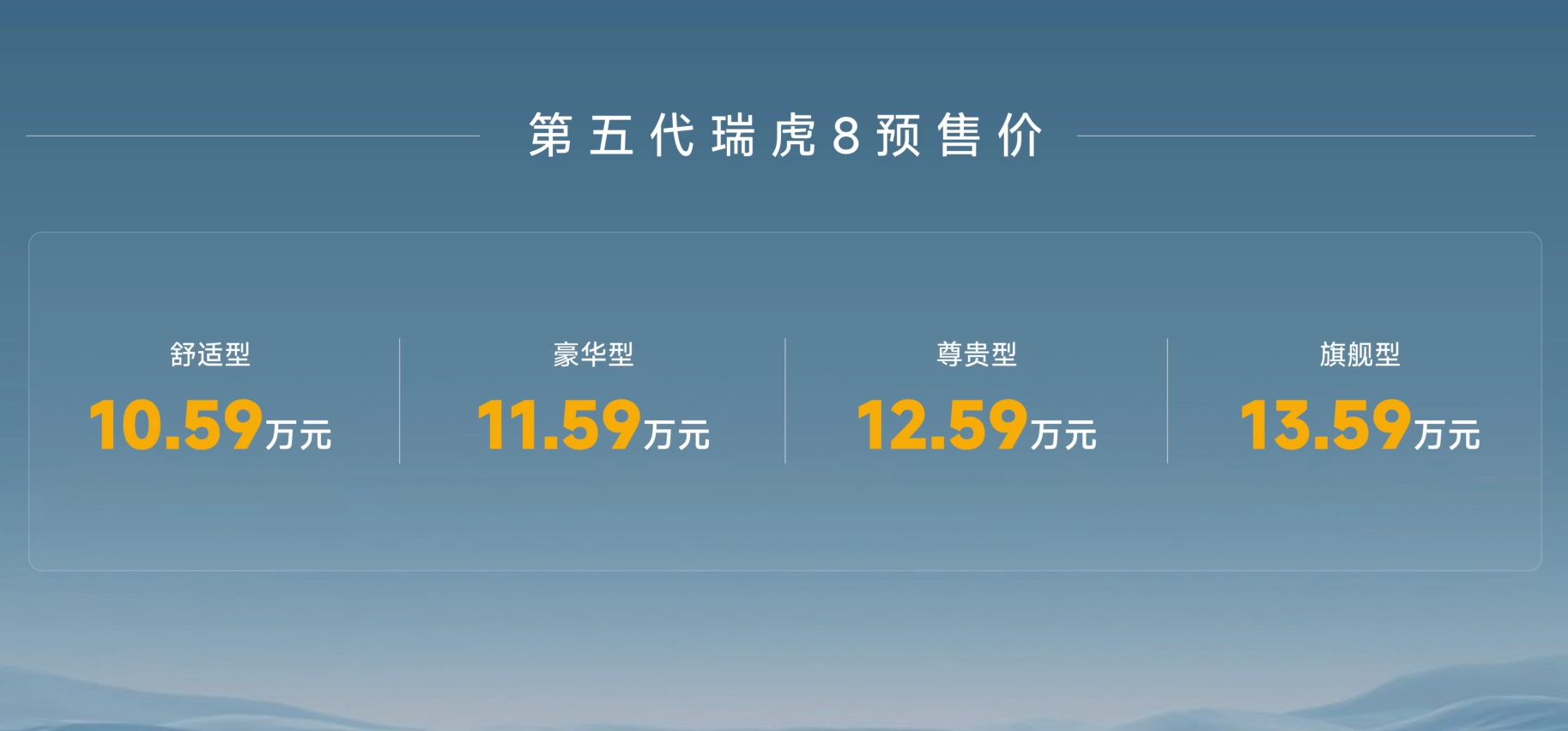 “中国新燃油”重点车型 第五代瑞虎 8 预售10.59万起