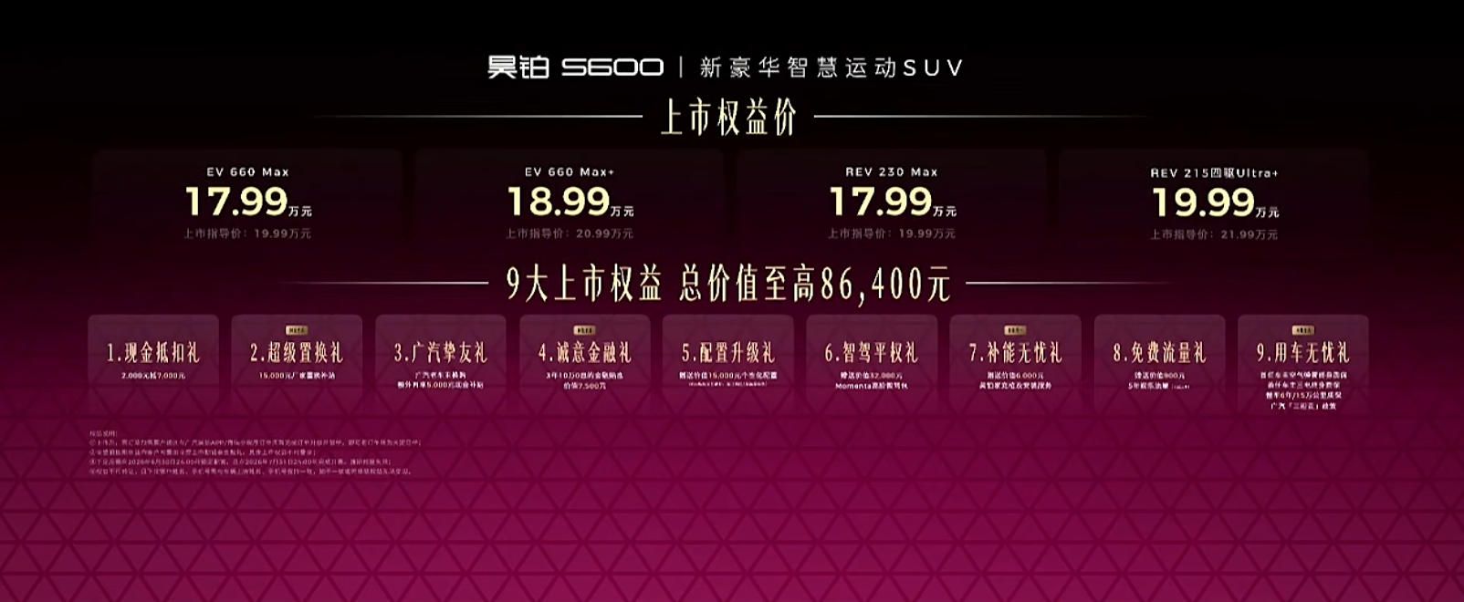 昊铂S600上市权益价17.99万起,提供纯电/增程双动力